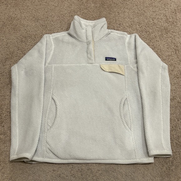 Patagonia Tops - Patagonia ReTool Snap-T Pullover Fleece Sweatshirt Womens Small White Polartec